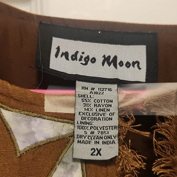INDIGO MOON Brown Embroidered Women's Jacket. Size 2X. - Picture 2 of 11